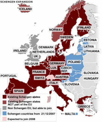 União Européia   Histórico, Práticas Politico Econômicas e Crise Atual espaco schengen UE e1342027265817